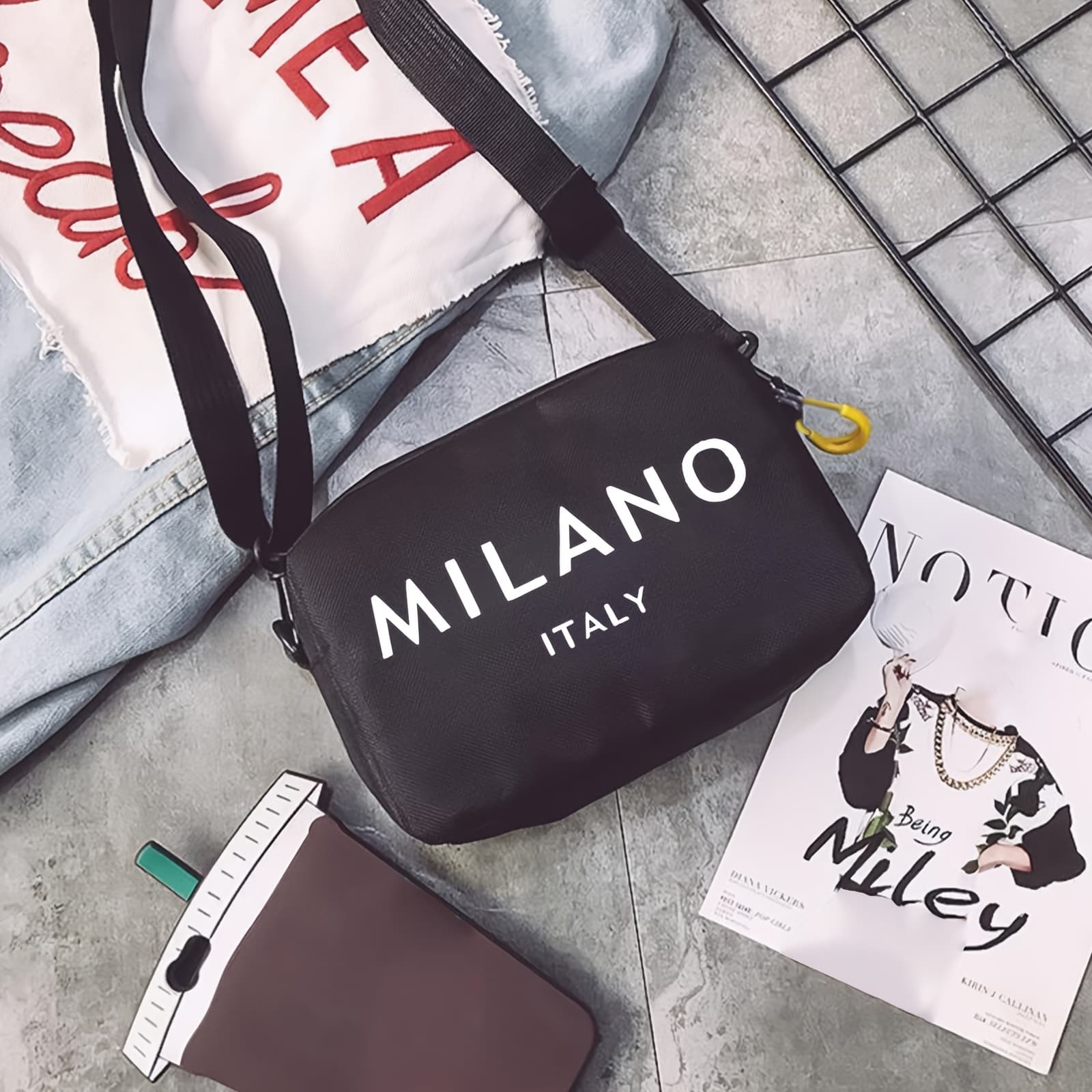 TEMU Italy Pattern Stylish Crossbody Bag | Everyday Casual Coin Purse | Shoulder Bag | Adjustable Shoulder Strap For Lightweight Travel | The Perfect Valentine's Day Gift
