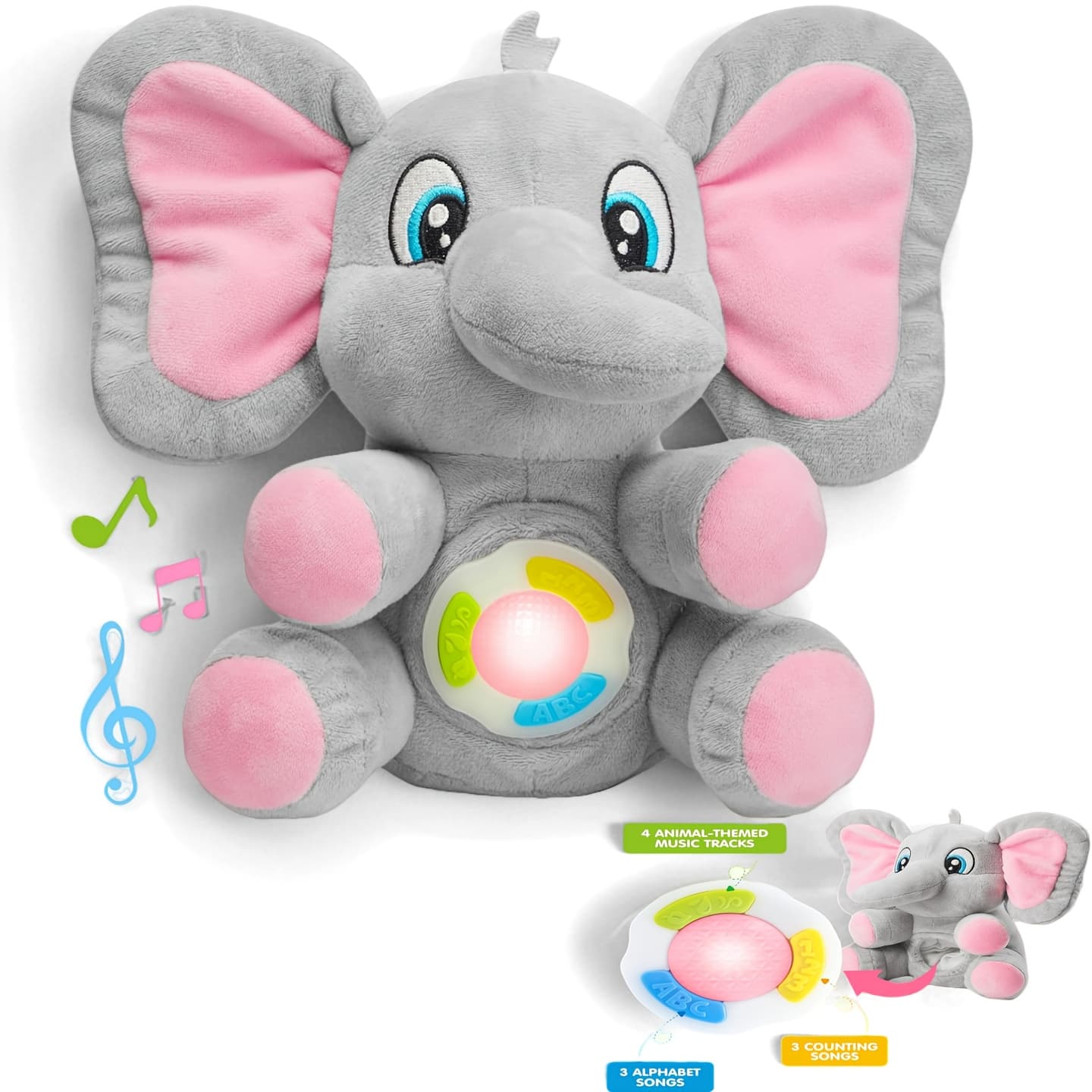 TEMU Musical Elephant Plush Baby Toy, Stuffed Animal With Music & Light, Baby Musical Soft Plush Toys For Infant Babies, Christmas Birthday Gifts For Boys And Girls 6+ Months
