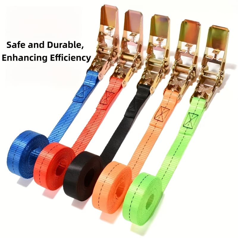 TEMU Heavy-duty Ratchet Straps - Tightening, Wide Cut-resistant Nylon Material, Adjustable Shoulder Straps, In Multiple Colors And Lengths, Suitable For Trucks, Motorcycles, Furniture Moving And