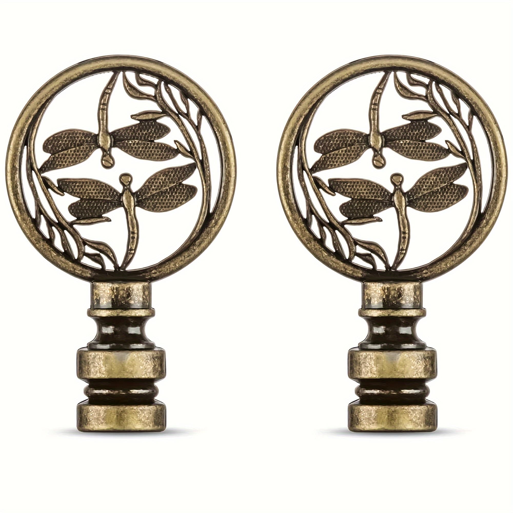 TEMU 2 Packs Lamp Knob, Dragonfly Design Lamp Decoration For Lamp Shade, Polished Brass, 1-3/8 Inches