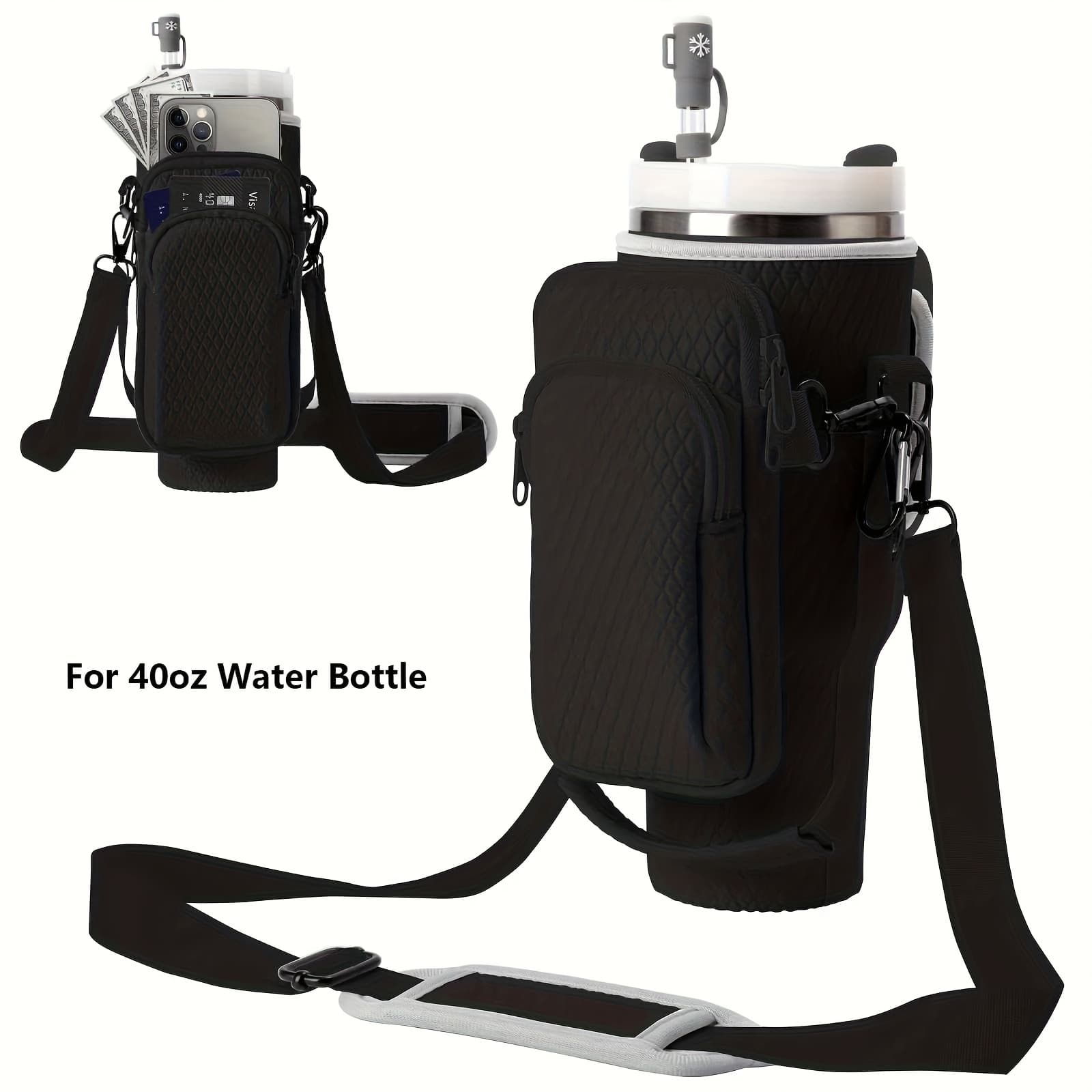 TEMU Water Bottle Bag For Water Bottle 40oz 2.0 Handbag With Metal Insulated Cup Portable Storage Bag For Cup Accessories