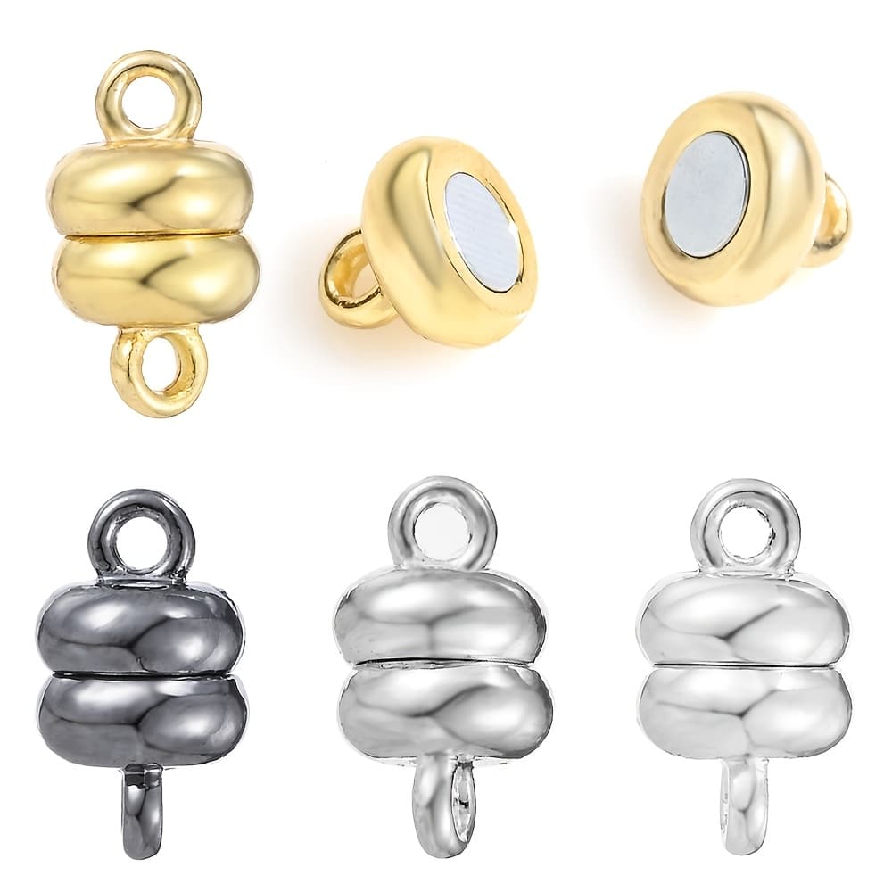 TEMU 5 Pairs Of Flat Round Magnetic Buckles, Removable Alloy Magnetic Pendants, Suitable For Making Bracelets And Necklaces Connectors