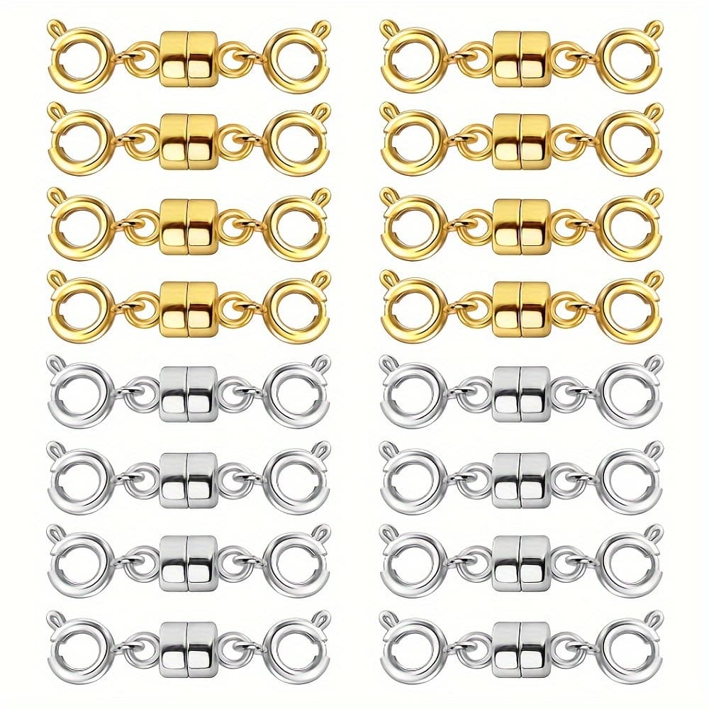 TEMU 16pcs Magnetic Clasps Beads Magnetic Connector With Circle Lobster End Clasp For Jewelry Making Bracelet Necklace Chain Extender Jewelry Additions