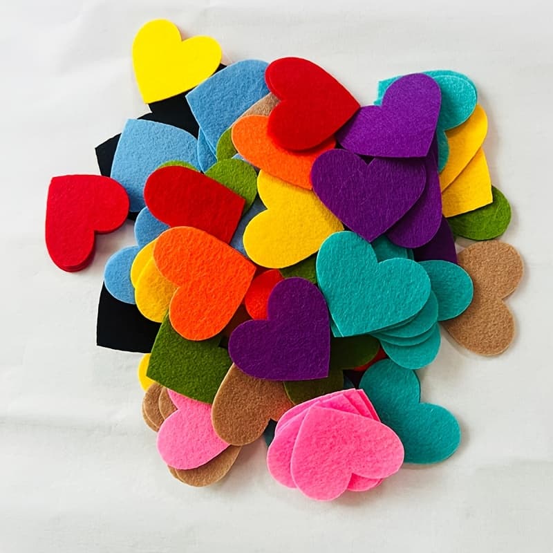 TEMU 110pcs 11-color Mixed Felt Heart Decorations - Laser Cut For Card Making/scrapbooking, High-quality Felt - Decorative Crafts, Sewing Additions And Versatile Non-woven Patches For Knitting