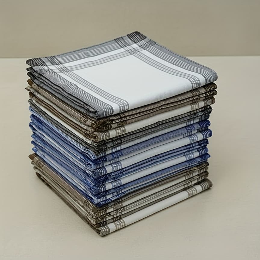 TEMU 12-pack Simple Handkerchiefs, Absorbent Sweat Towels, Square Handkerchiefs For Wedding Parties