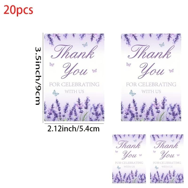 TEMU 10pcs/20pcs/50pcs Lavender Thank You Cards - Purple And White Hanging Wedding, Anniversary, Christmas, Halloween Premium Gift Tags And Decorative Greeting Cards