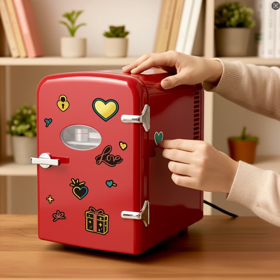 TEMU Portable Mini Fridge - Capacity, Freon-free Compact Cooler & Warmer With Window, 4l, Red - Perfect For Skincare, Office Desk, Or Small Spaces, Mini Refrigerator