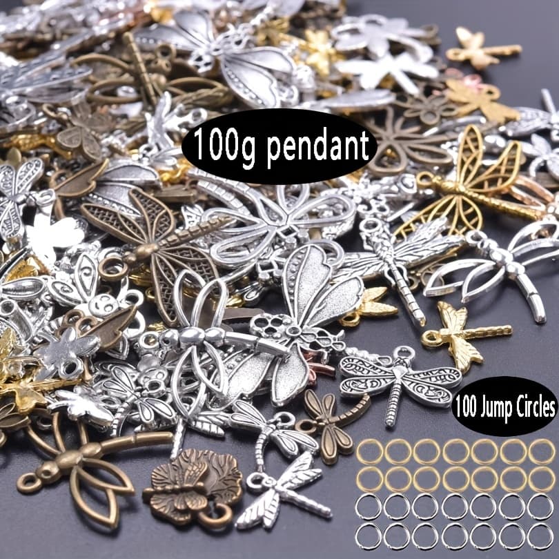 TEMU 100/200g Dragonfly Pendant Accessory With Jump Ring, Suitable For Diy Bracelets, Necklaces, Earrings And Handicrafts
