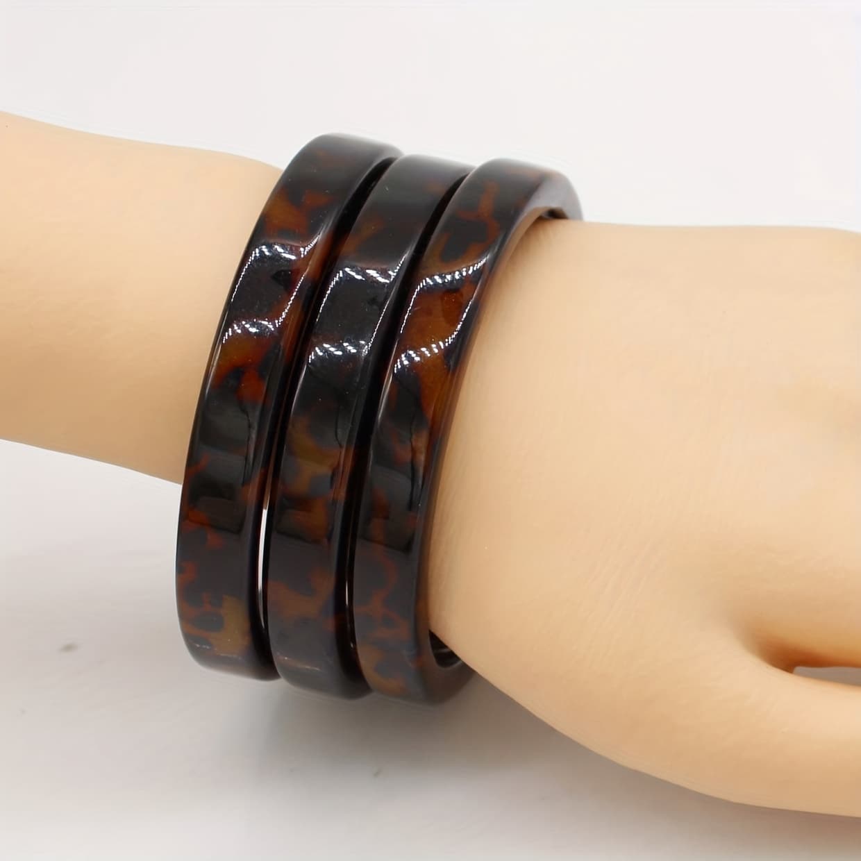 TEMU 1/3 Bracelet Minimalist Vintage Leopard Print Resin Round For Women, Office, Daily And Street Style, Festival, Wedding Bracelet