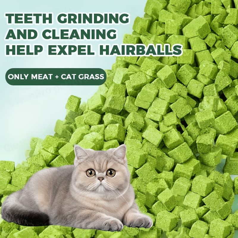 TEMU Cat Grass Freeze-dried Cat Grass Hairball Tablets Hair Removal Cat Snacks Mint Biscuits Cat Cat Grass Tablets Molar Cat Grass Sticks