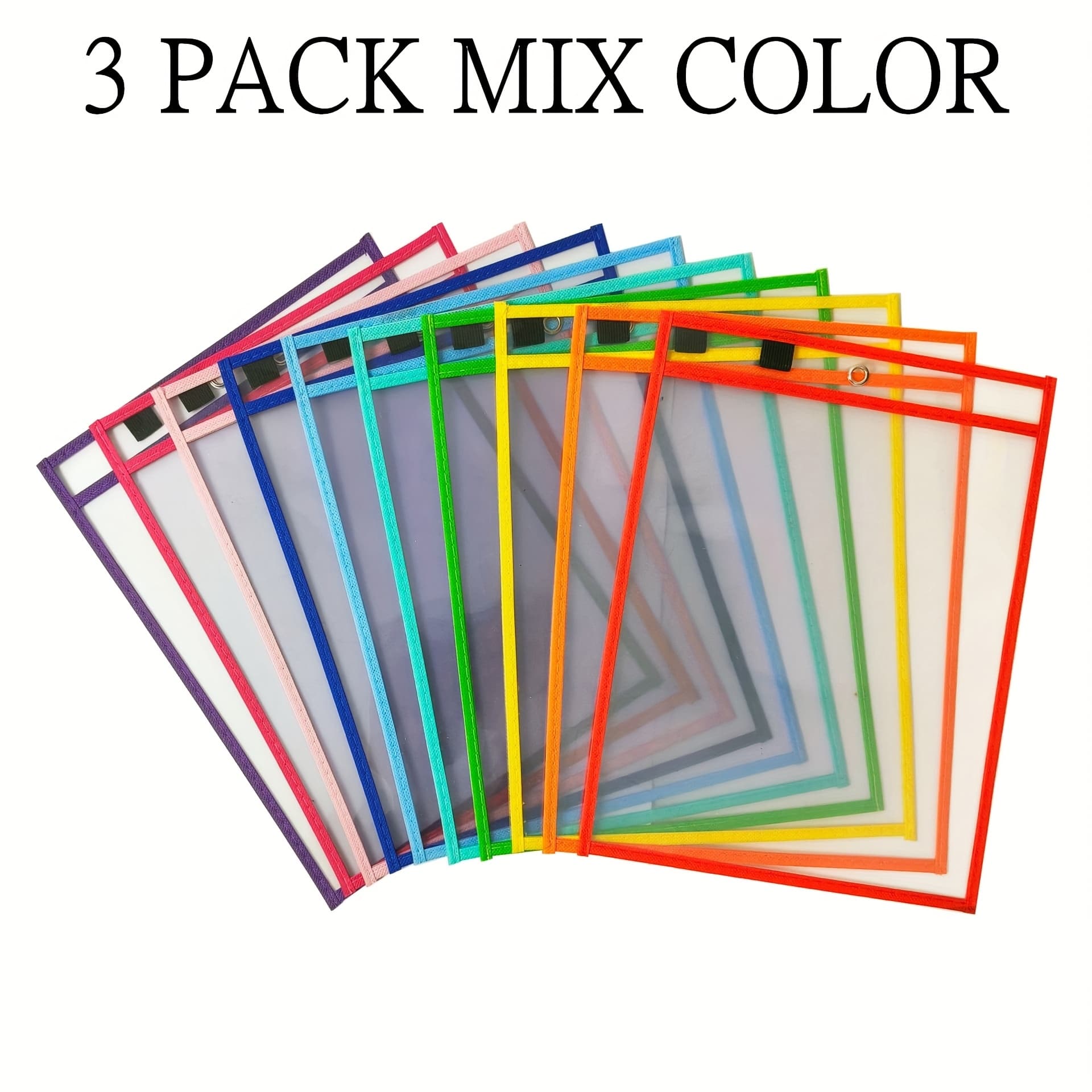 TEMU 3/6/10/piece Reusable Dry Wiping Bag, Writing And Wiping Bag, Transparent Plastic Sheet Protector, Teacher's School Classroom Supplies, Art Supplies