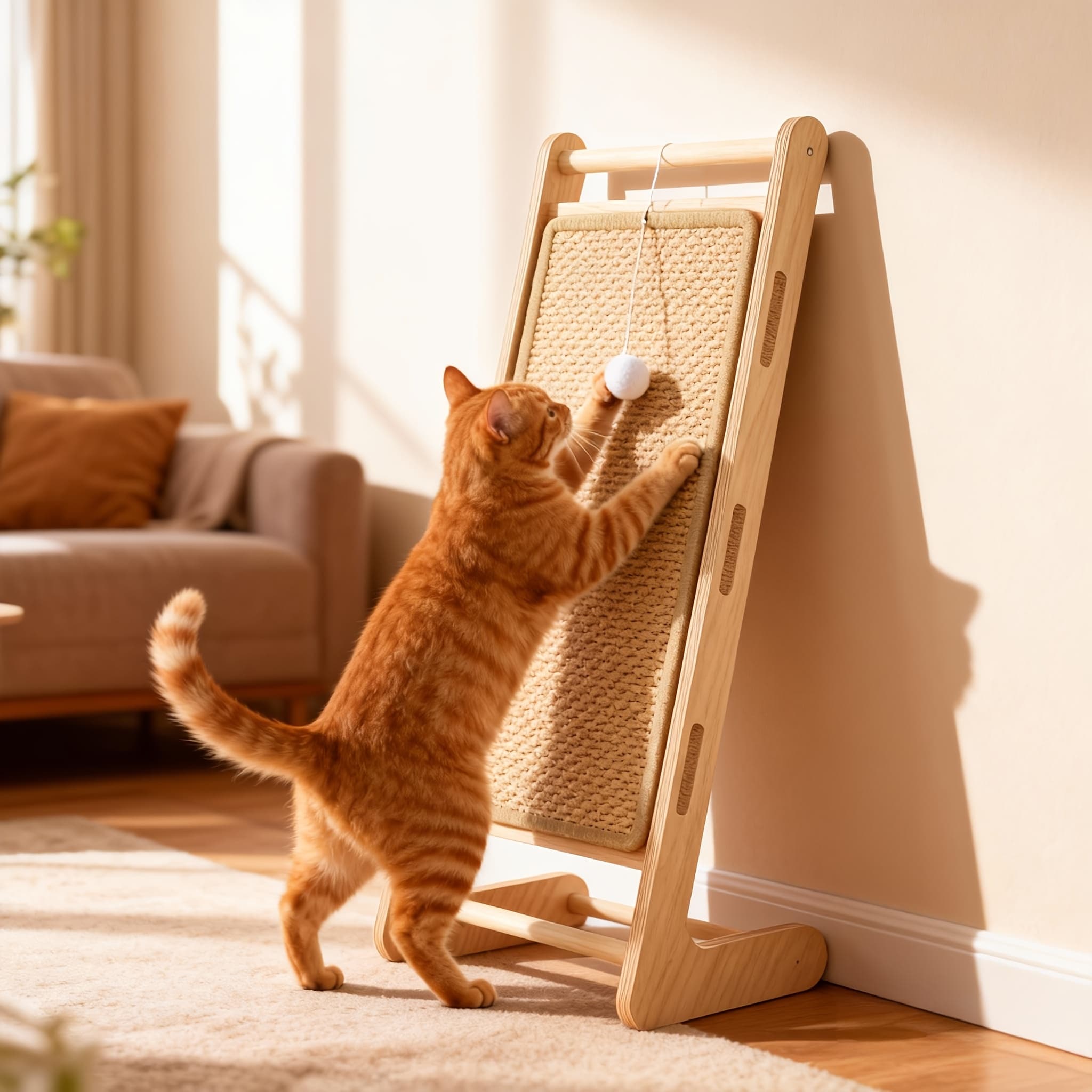 TEMU Cat Scratcher, L Shaped Cat Scratching Board For Indoor Cats, 23.6in Cats Scratching Post Climbing Vertical Ramp Scratching Board For Wall, Natural Sisal Cat Scratch Pad