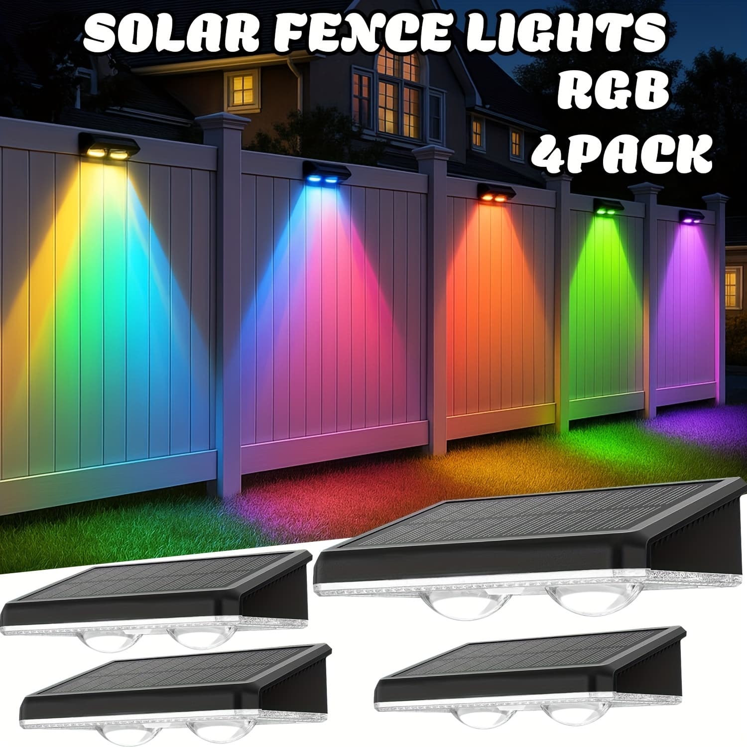 TEMU Solar Fence Lights, Multi- Wall Lights, Outdoor Ip44 Patio Landscape Fence, Deck Lights, Holiday Walkway Decorative Lights, Home Landscape Lighting