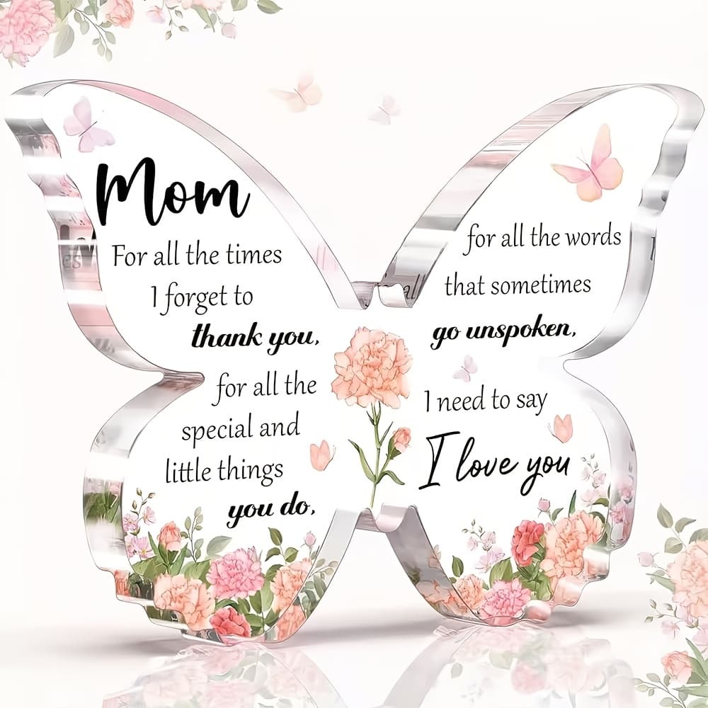 TEMU 2d Flat, 2d Flat 1pc, An Acrylic Decoration For Mom - A Thank You Message, A Collectible Ornament, Perfect For Or A Birthday Gift., 2d Flat