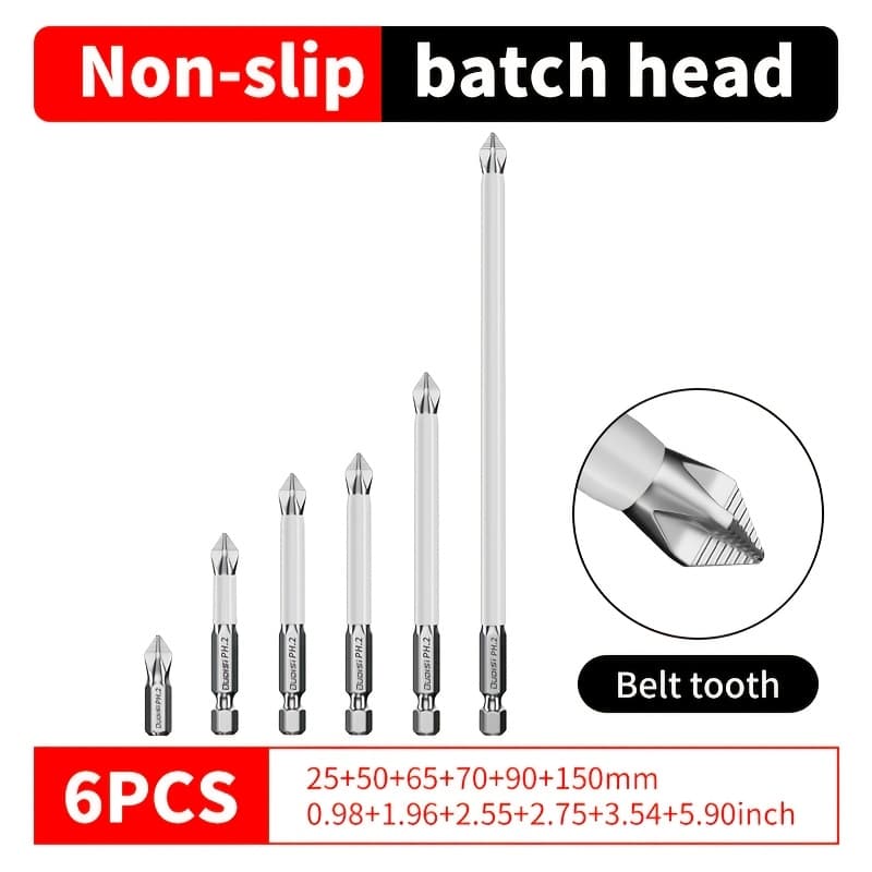TEMU Set Of 6 Non-slip Cross Drill, Featuring A High-strength Magnetic Screwdriver Head, Hardness, And Impact Resistance, Designed For Electric Screwdriver Tools And Hand Drill Rotary Screwdrivers