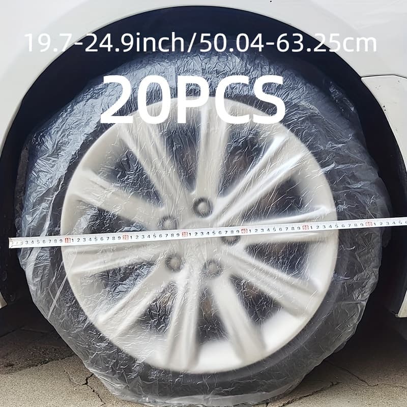 TEMU Car Disposable Tire Plastic Protective Cover Anti-dog Urine Spray Paint Maintenance Protection Transparent Bag Universal