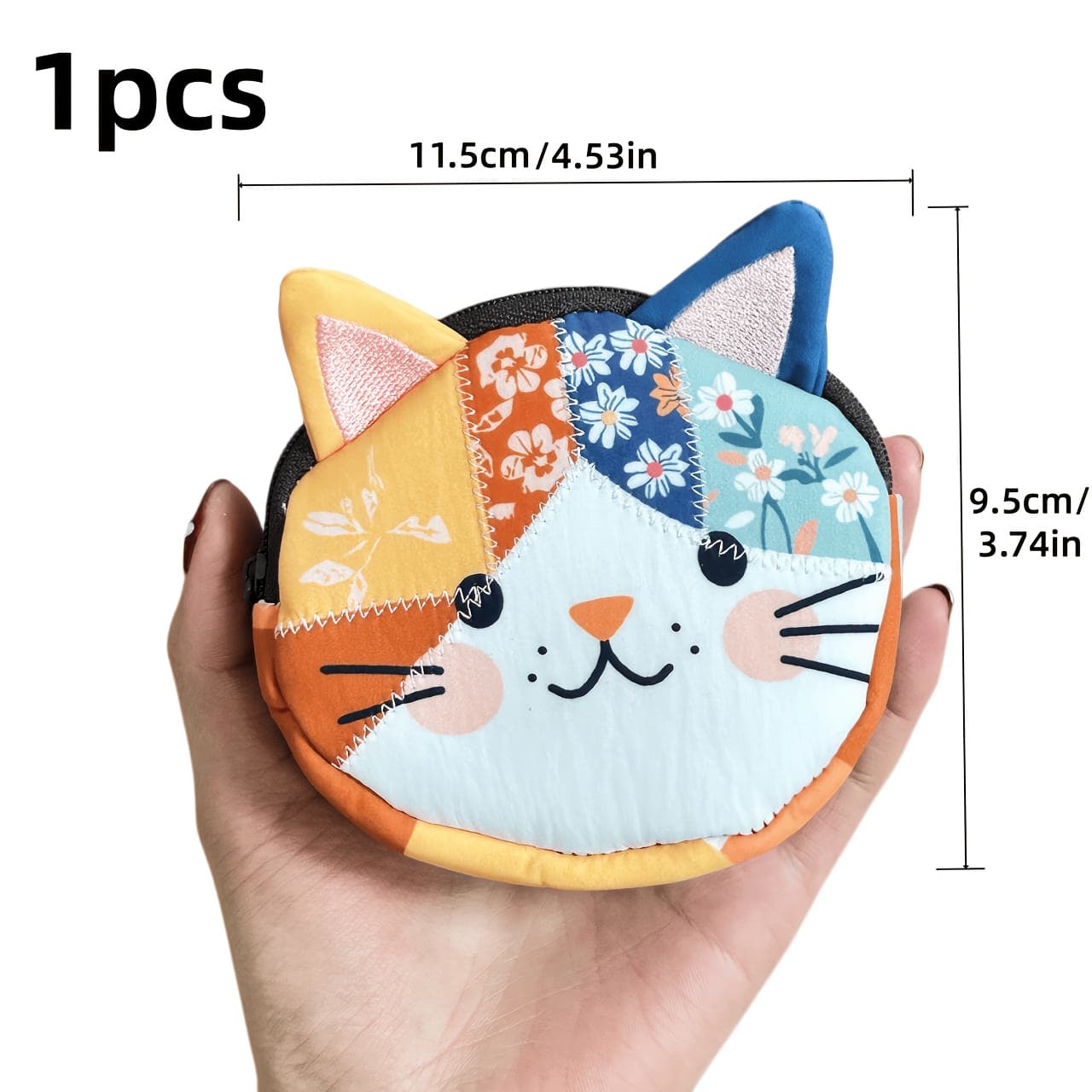TEMU 1 Japanese-style Cute Cat Cloth Bag, Large Capacity/with Zipper Cosmetic Bag, Portable Storage Bag, Suitable For Travel And Daily Life, With Cute Cartoon Cat Patterns