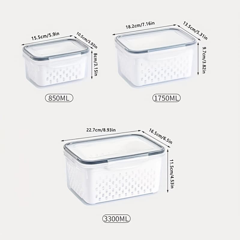TEMU 6 Plastic Food Storage Containers With Lid For Refrigerator - Clear , Washable, Bpa-free Kitchen Storage Boxes For Fruit, Vegetables, Camping And Dining Essentials