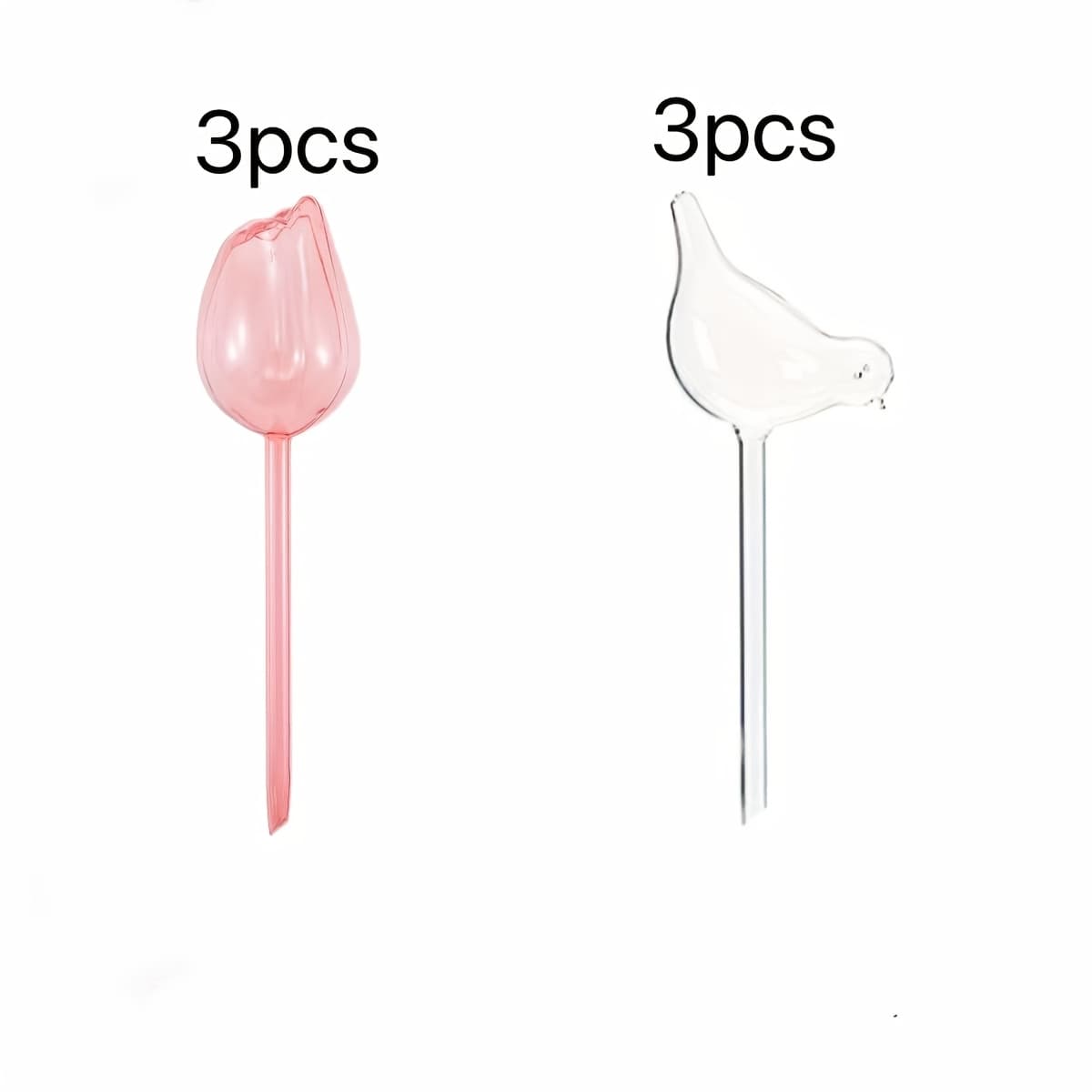 TEMU 6pcs Tulip & Bird Shape Automatic Watering Globes, For Potted Plants, Serving As Gardening Tools And Home Decorations.