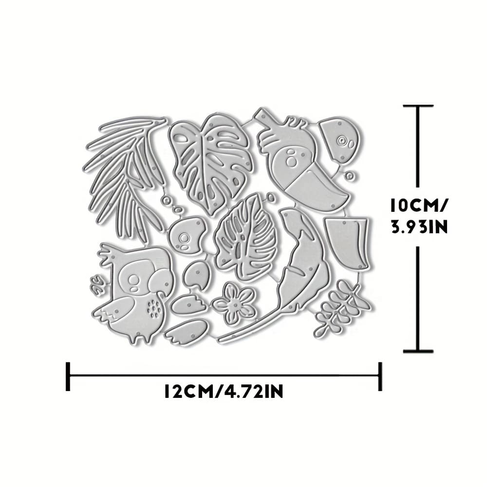 TEMU 1 Silvery Metallic Parrot Background Die For Scrapbooking Or Album Card Template.