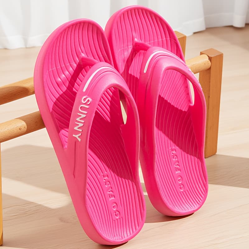 TEMU Thick Sole Flip Flops Women Men Non-slip Sandals Sunny Letter Comfortable Soft Bottom Slippers For Home Outdoor Summer Couple Casual Shoes