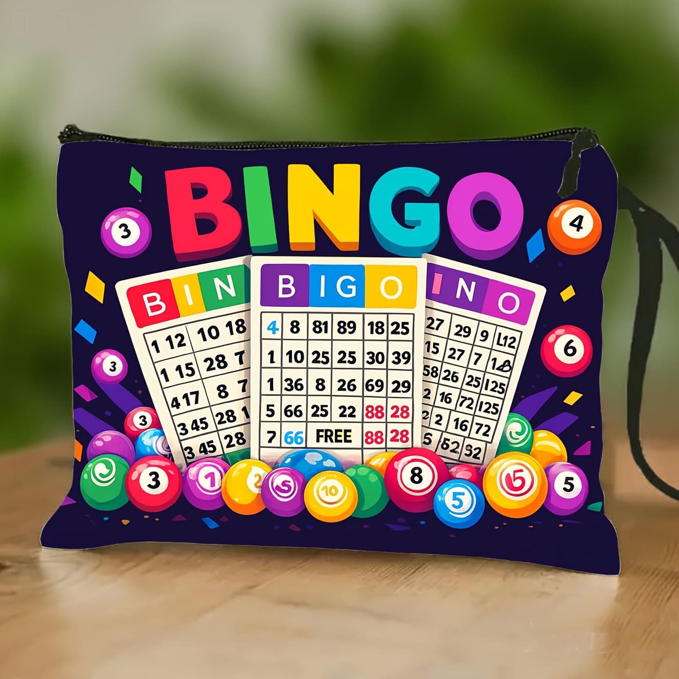 TEMU Colorful Bingo Print Toiletry Bag, Student Stationery Pouch, Travel Makeup Storage Bag, A Gift For , Family, And