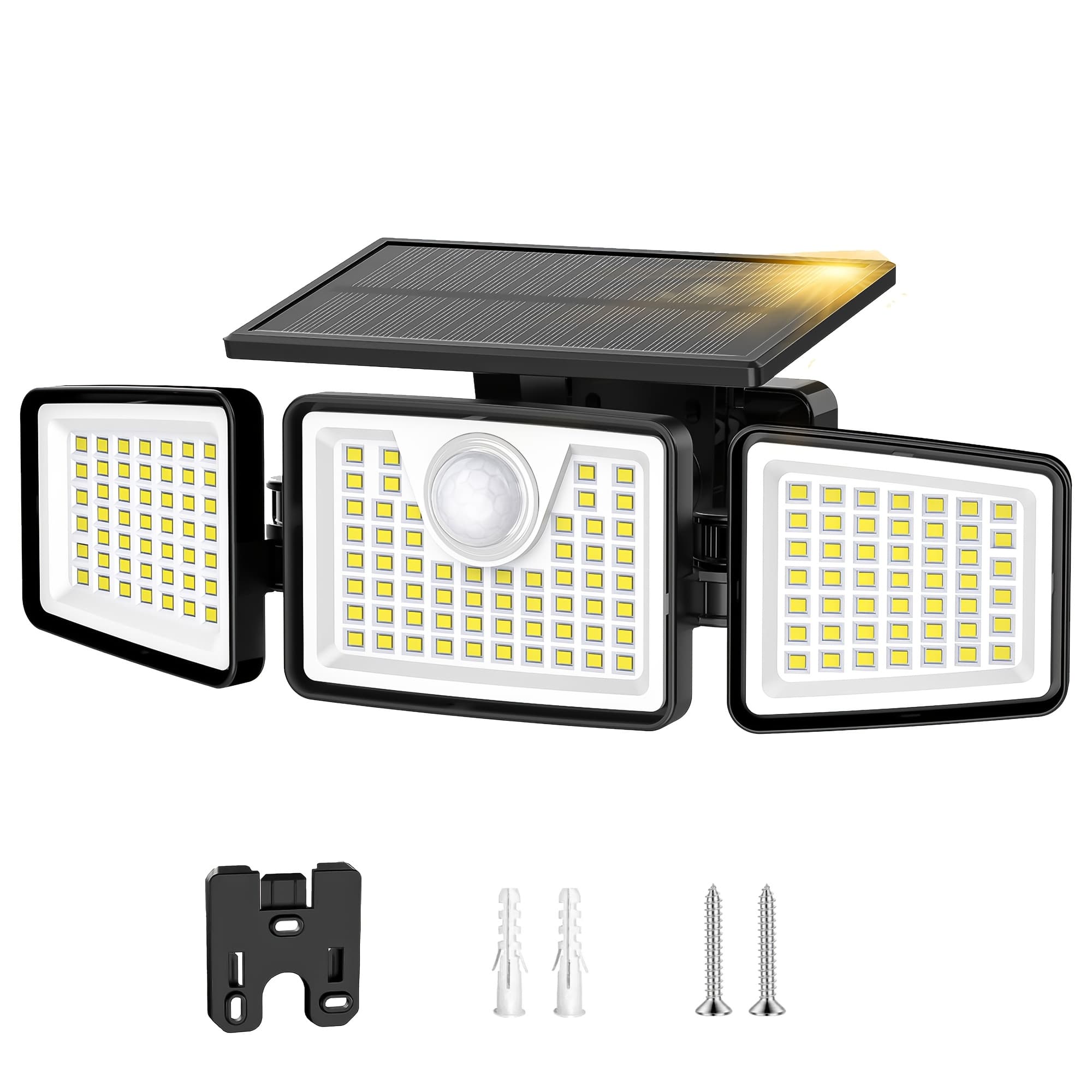 TEMU 4/2/1pc Solar Outdoor Lights 3000lm, Motion Sensor 3-head 270° Wide-angle Solar Street Lights With 3 & Remote Control, Ideal For Yard, Patio, Garage, Street And More, Ip65 Waterproof