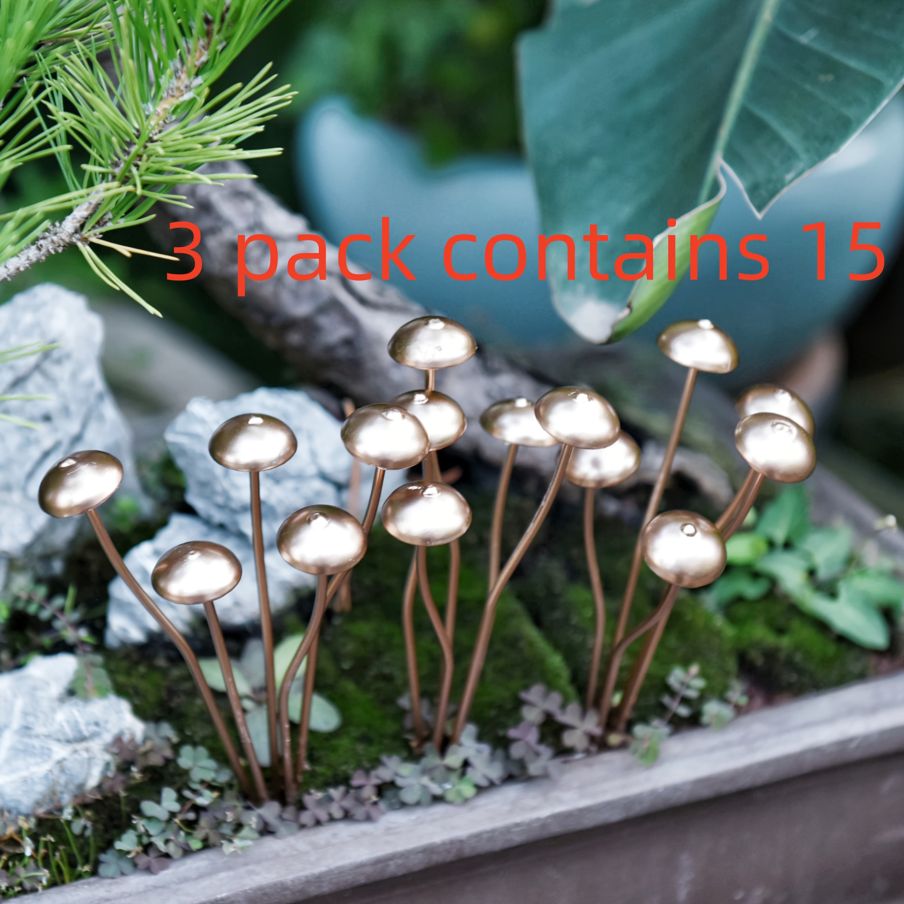TEMU 1/2/3pcs Metal Mushroom Shape Garden Decor Sculpture Great For Bonsai Ideal Gift