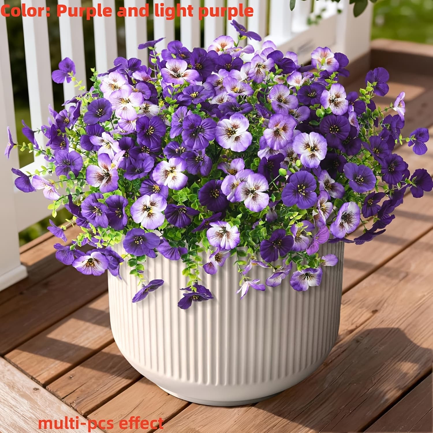 TEMU 14pcs Artificial Fake Pansy Flowers For Outdoor, Faux Silkyy Pansies Flower For Spring Summer Decoration, Uv Resistant Fake Plants For Outside Planter Porch Yard Patio Home Decor (double Purple)