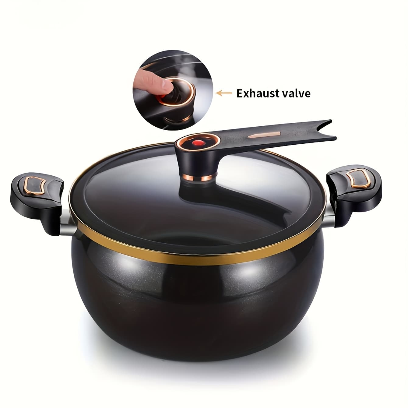 TEMU Large Capacity 8.45qt With Twist Lock Handle - Heavy-duty Ceramic Construction, Induction And For Gas Stove Compatible, For Home, Restaurant, Para La Cocina