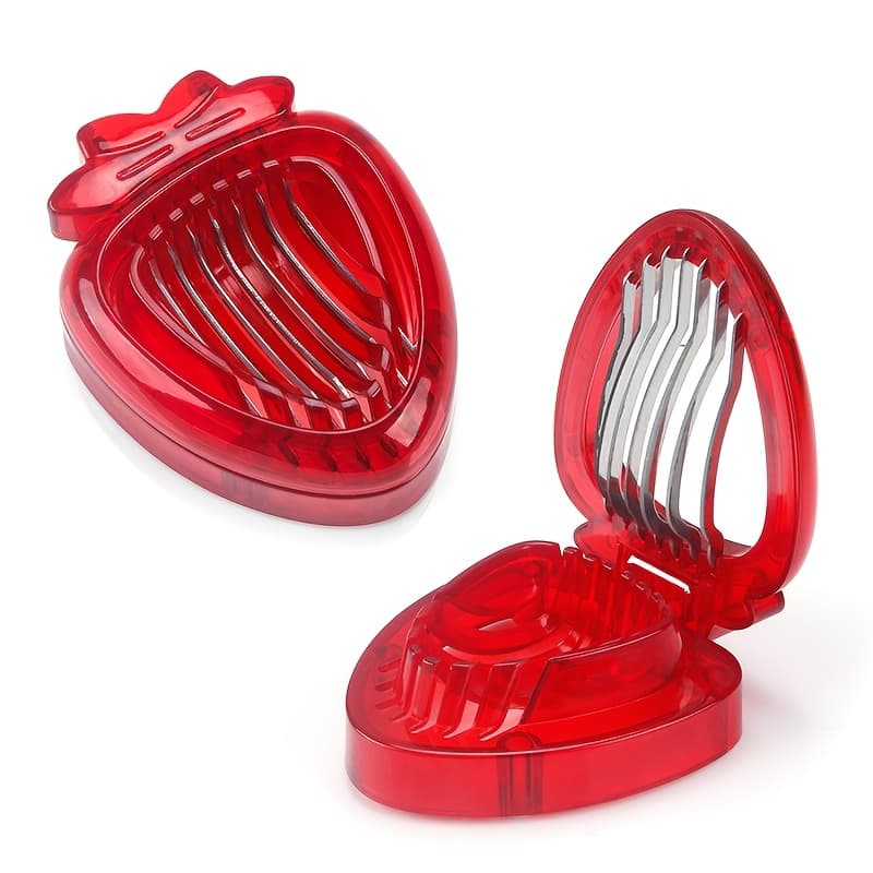 TEMU Stainless Steel Strawberry Slicer, Fruit Divider, Strawberry Huller, Fruit Cutter, Melon And Fruit Cutter, Fruit And Vegetable Stem Remover Clip, Kitchen Gadget, Slicing Tool