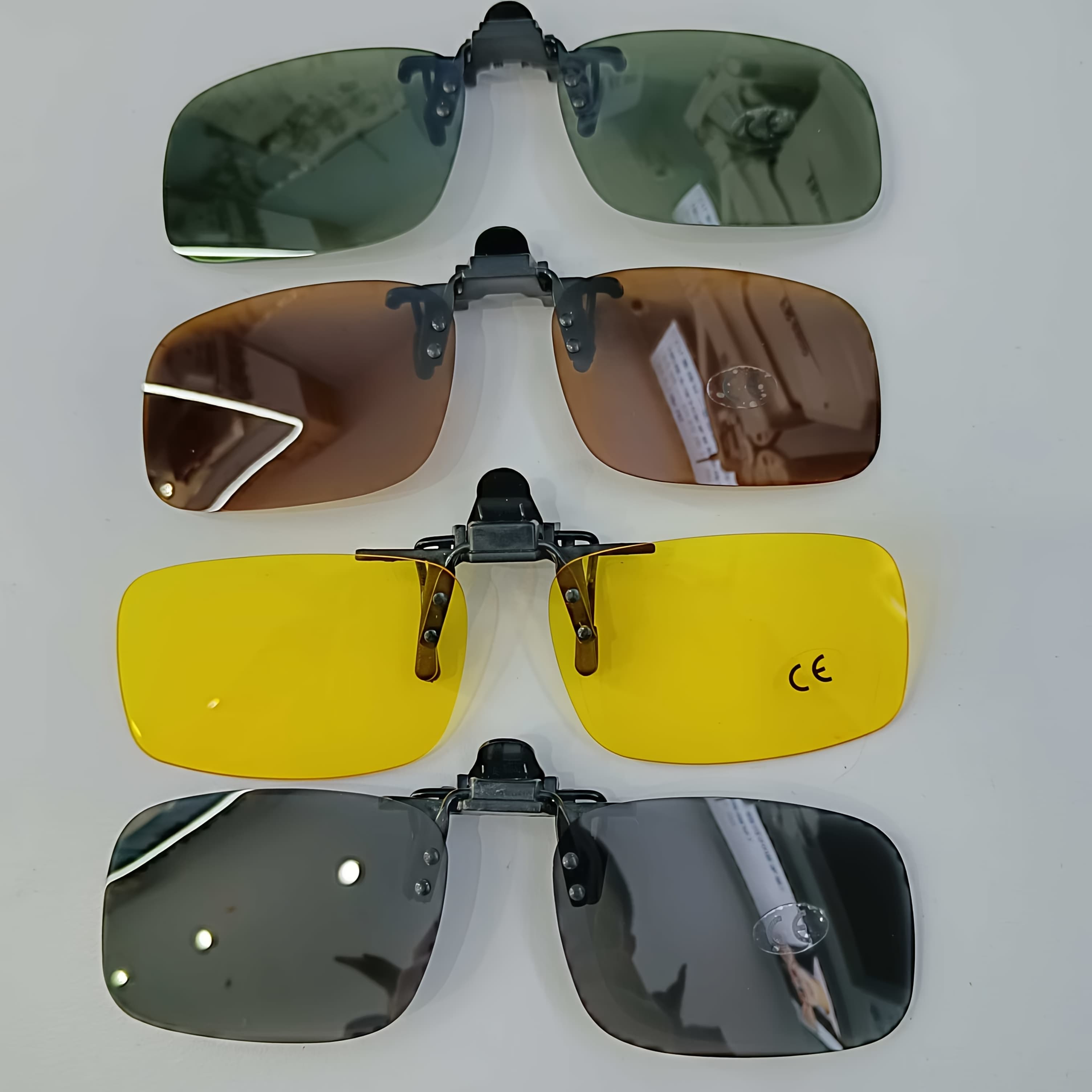 TEMU 4 -on Fashion Glasses Polarized Night Vision Glasses With & Suitable For Driving, For Night Driving,, Clip-on Eyewear For Outdoor, Mirror For Glare