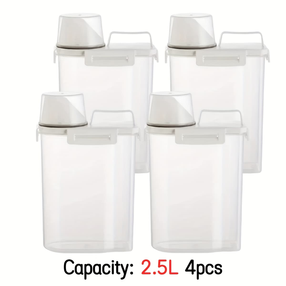 TEMU 4pcs Bpa-free Plastic Food Storage Containers With , Moisture-resistant, Clear & Stackable - Perfect For Grains, Nuts, Seeds, And More - Kitchen Organization Essentials