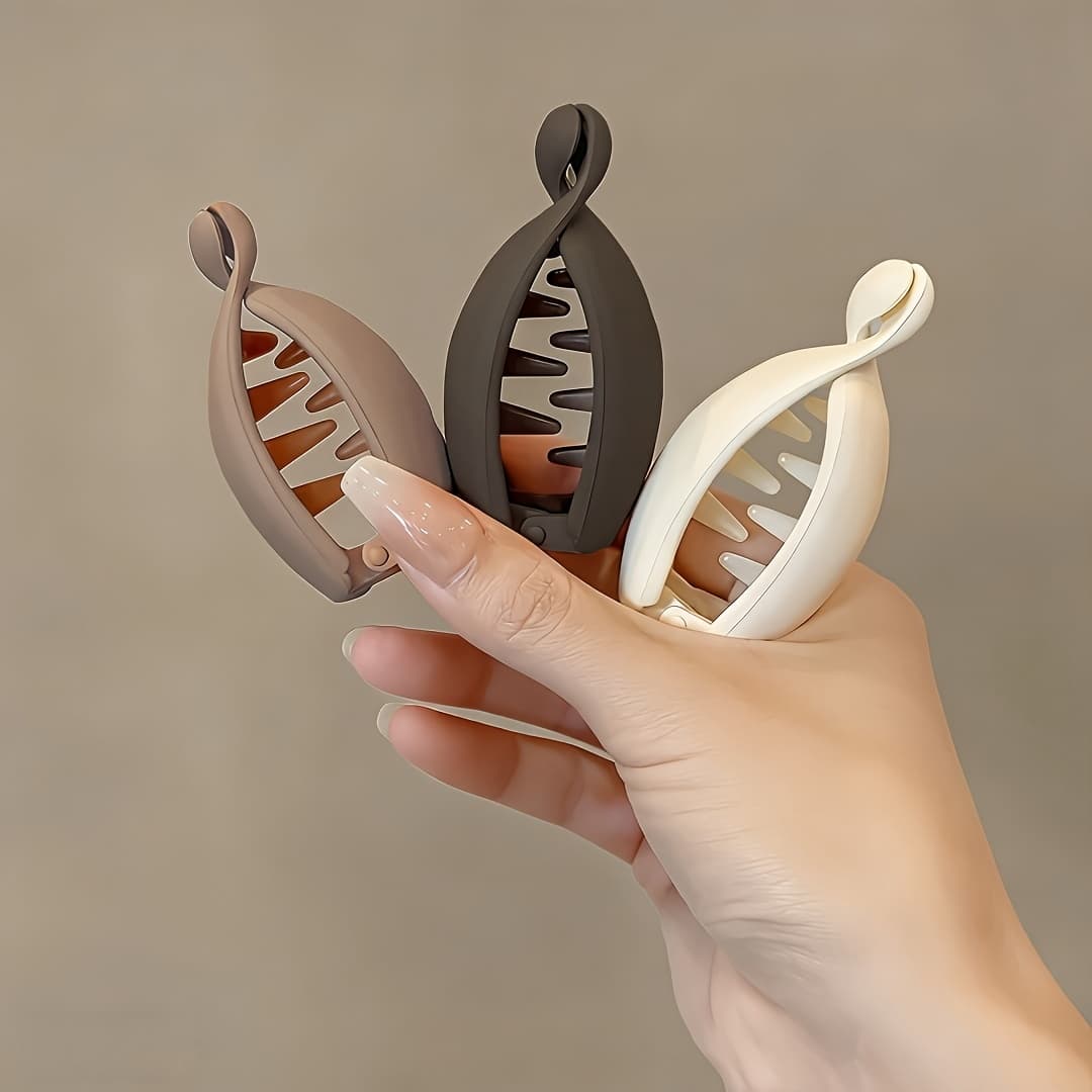 TEMU 3/4pcs Curved Ponytail Hair Claw Clip Black, White, , Random Color, Matte Plastic Women's Styling Hair Clip Easy-to- Accessory For Daily