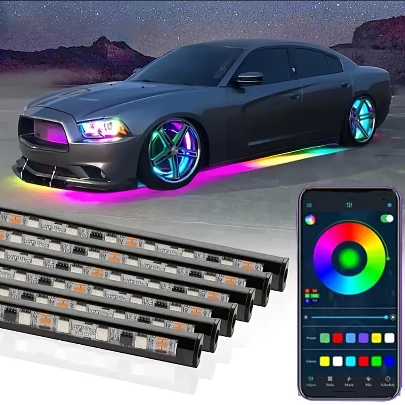 TEMU Car Chassis, Car Lighting Kit, Music Function And, App+ Remote Control Vehicle Strip, Remote And App Control, Enhance The Driving Atmosphere Of Cars Suv, Trucks