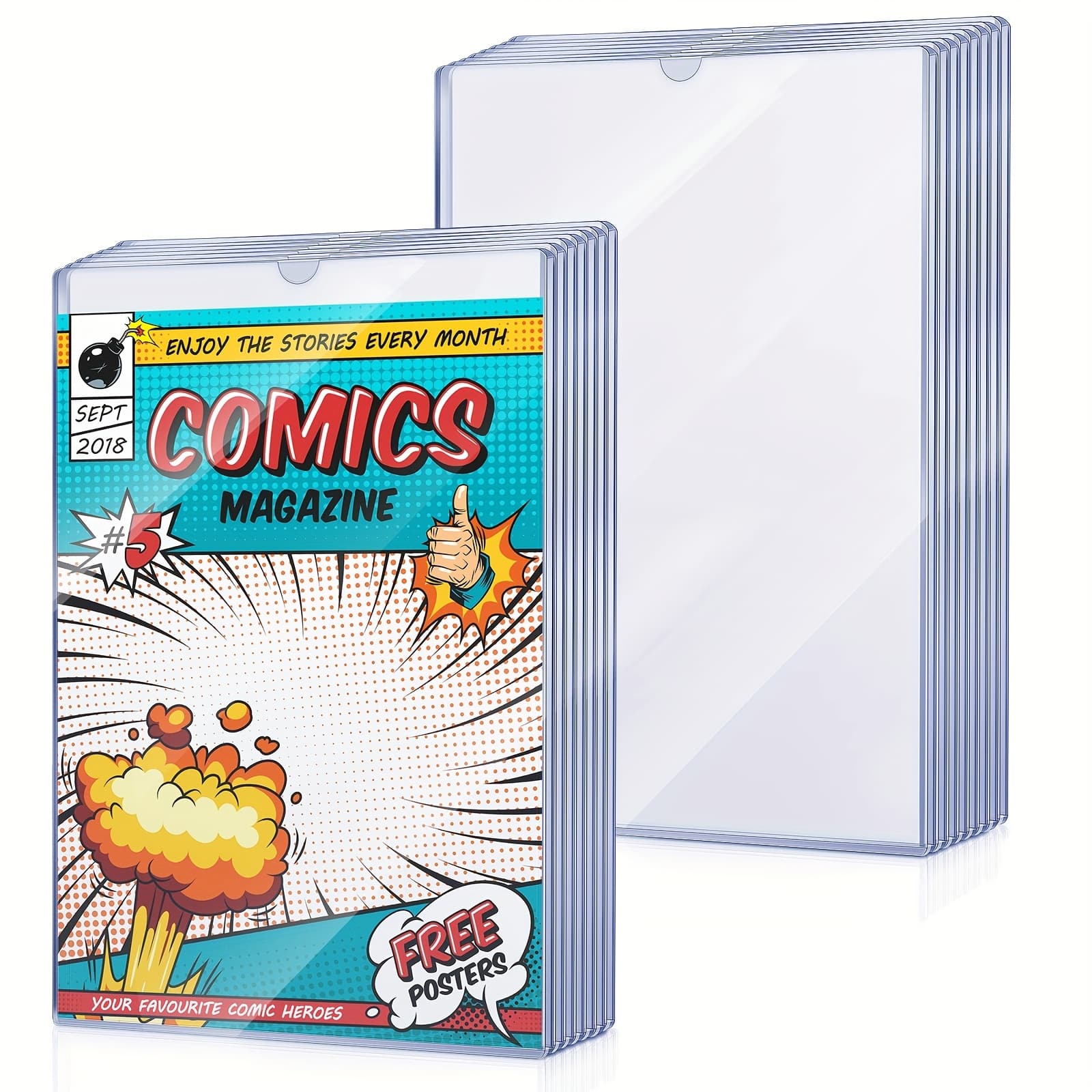 TEMU 15pcs Comic Book Storage .6 X 10.7 Inch Comic Book Hard Case Clear Frame Plastic Holders For Card Picture Magazine Display Storage Decor