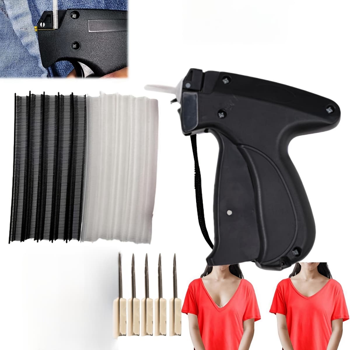 TEMU 1pc Quick Clothing Fixer, Speedy Tagging Gun For Clothes, Handheld Tag Gun With 5 Needles And 1000pcs Barbs Hang Price Fabric Garment Label