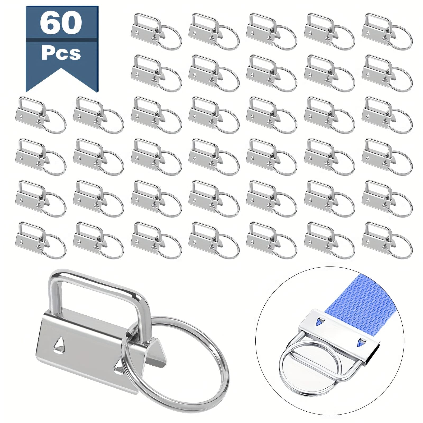 TEMU Keychain Hardware Set For Wrist Let, 60pcs 1 Inch Key Fob Keychain With Keychain Rings For Bag Webbing Wrist Lets Lanyards()