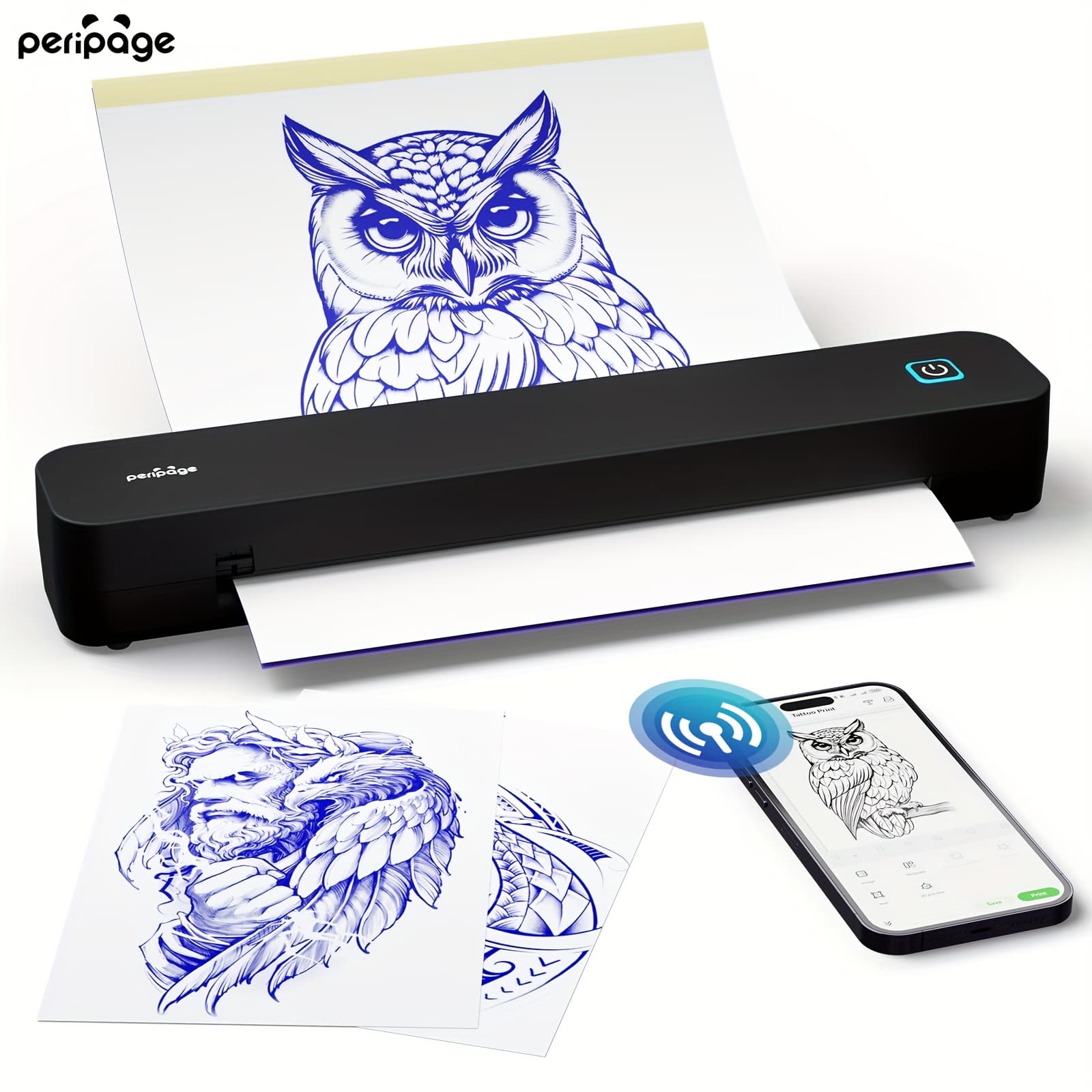 TEMU Peripage P92 Wireless Tattoo Stencil Printer, Thermal Tattoo Machine With Tattoo Stencil Paper, Portable Tattoo Printer Kit Compatible With Phone, Pad & Pc