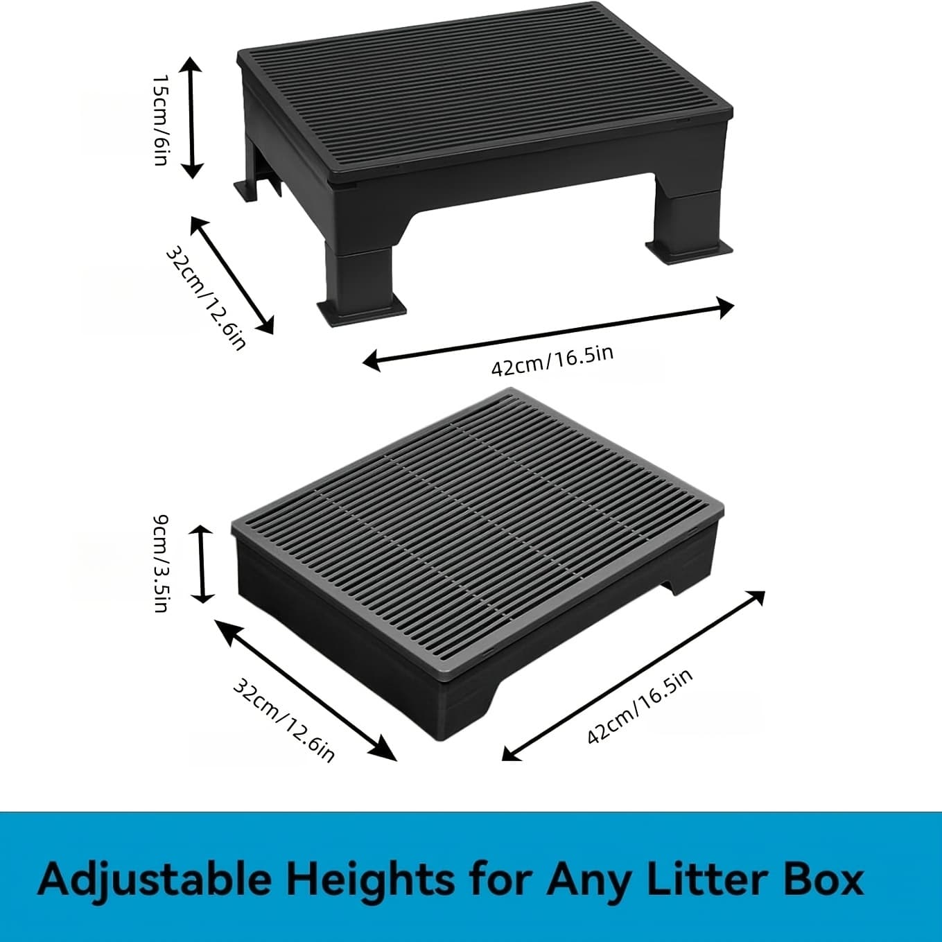 TEMU Misofog Cat Litter Box , Adjustable 3.5" & 6", Large 16.5"x12.6" Non-slip Litter Trapper Platform Reduces Tracking, Fits Automatic Litter Boxes, For Kittens & Senior Cats