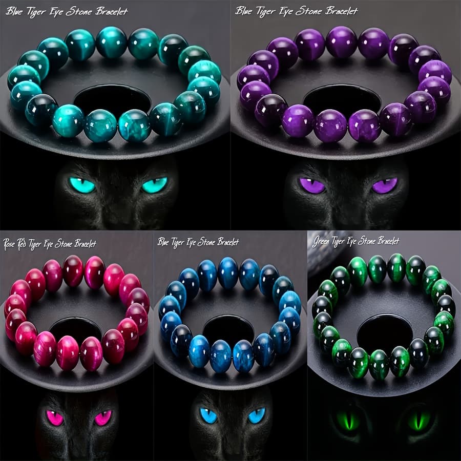 TEMU 5pcs 8mm Eye Bead Bracelet Set,