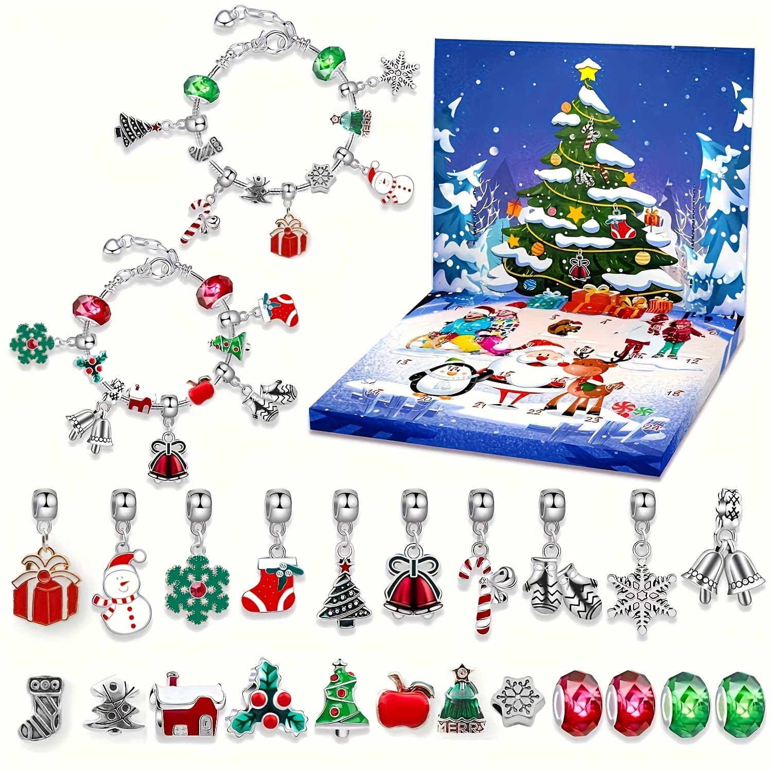 TEMU 2026 Craft Set - 24-day Advent Calendar For Christmas With Charm Bracelet Making Kit - A Creative Gift Idea For The