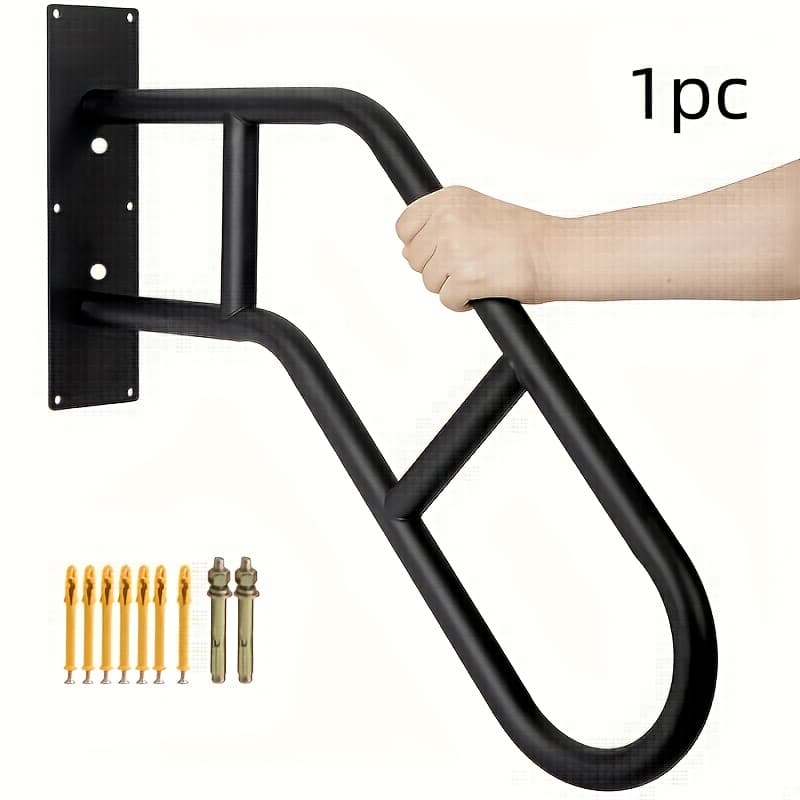 TEMU 1pc/2pcs Modern Stair Handrail/cast Iron Wall-mounted Stair Handrail, Suitable For 1-3 Step Risers | Indoor/outdoor Safety Handrail, , Includes Safety Fixing Accessories