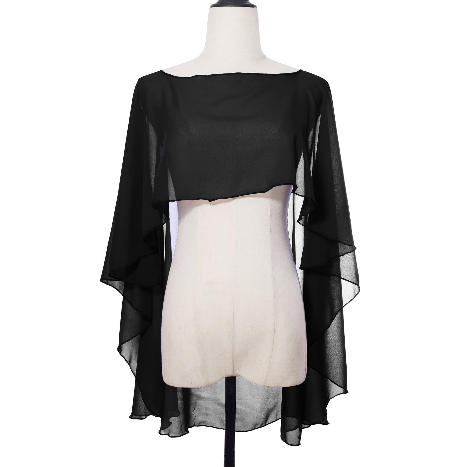 TEMU Lightweight& Flowy Pullover Cape Style Short-length Stylish Shawl- Elegant Accessory Daily & Outfit Layering