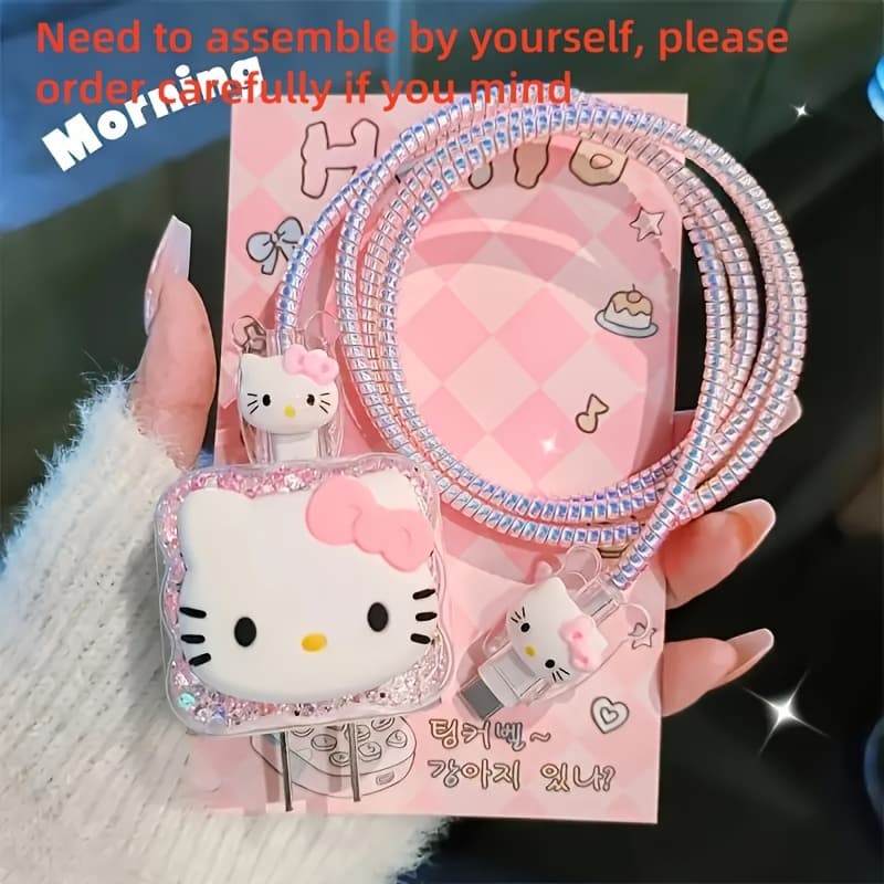 TEMU Cute Charger Cover And Cable Set Adorable Reinforced Protection Compatible With 20w Adapter Resin Protective Case With Cute Cable Decorations Durable And Gift Ready