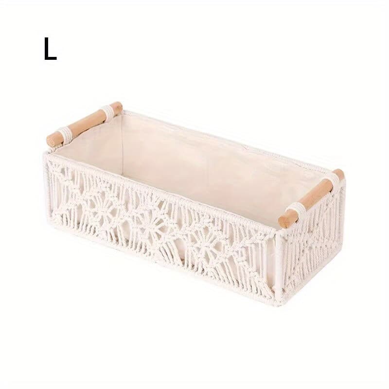 TEMU 1pc Macrame Storage Basket Boho Decor Baskets For Organizing Woven Decorative Basket For Countertop Toilet Paper Basket For Tank Top For Home Decor Bedroom Livingroom Entryway, Shelf Baskets