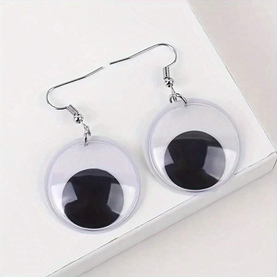 TEMU A Pair Of 925 Silver Plated Cute Hip-hop Style Earrings With Simulated Eyes