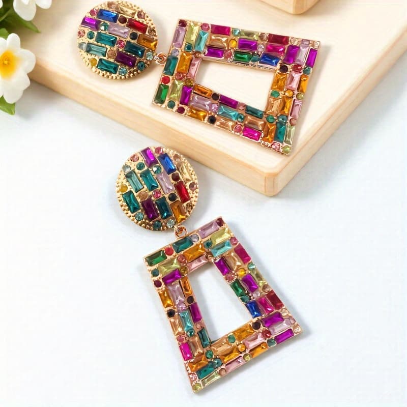 TEMU A Pair Of Bohemian-style Retro Earrings With Geometric Designs Showcase The And Brilliance Of Women. The Pendant Earrings Are A Valentine's Day And Christmas Gift