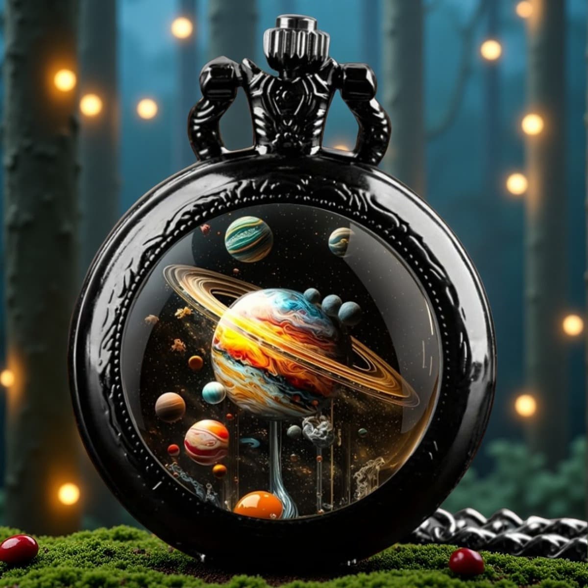 TEMU Stylish Cool Quartz Pocket Watch, Adjustable Clock With Sweater Chain Birthday Graduation Christmas New Year Gifts