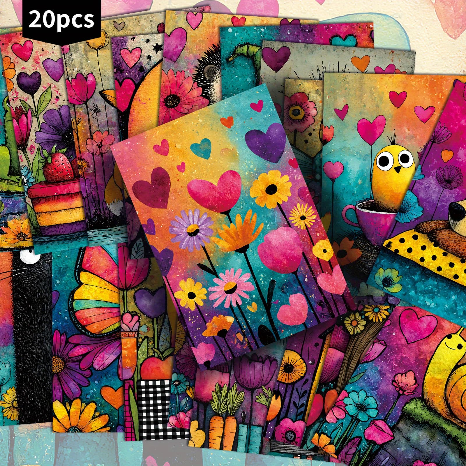 TEMU 20-pack Vintage Colorful Fun Painting Postcards - 4x6 Inches Retro Junk Journal Paper, Classic Pinup Illustrations, Collectible Decorative Painting Cards For Scrapbooking And Crafting